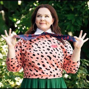 Clare V X Melissa McCarthy Pink 3/4 Sleeve Animal Print Sweatshirt XL